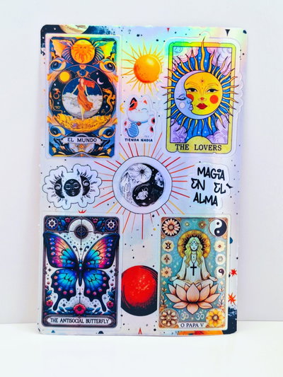 Planchita Sticker Holograficos Tarot  15 x 10 Impresion UV