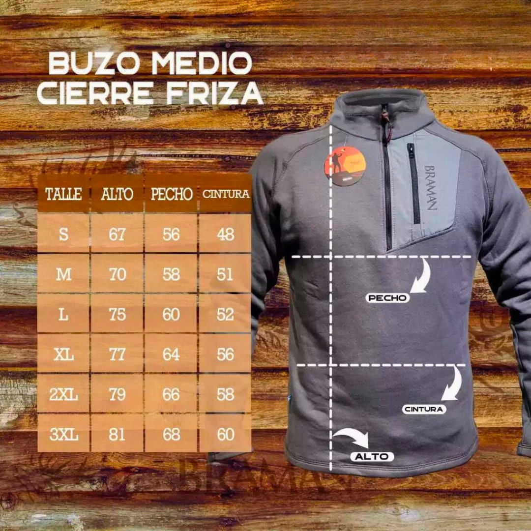 Buzo Braman - Algodon con Friza Gris