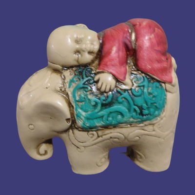 ELEFANTE CON NIÑO COLOR 12 CM