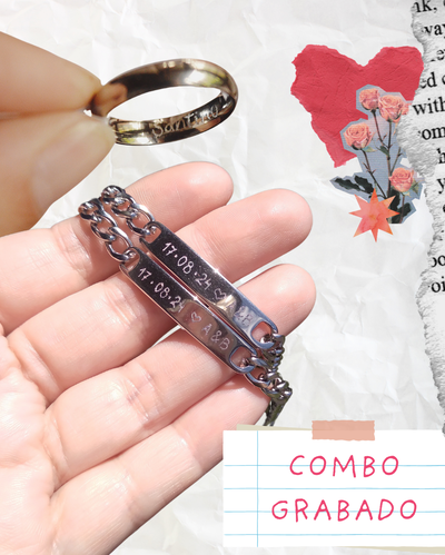 COMBO GRABADO: Par de pulseras + Par de alianzas