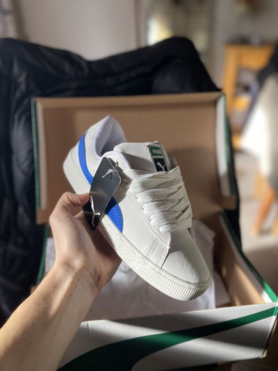 Puma suede xl white and blue 