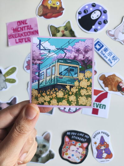 Sticker Sakura Train