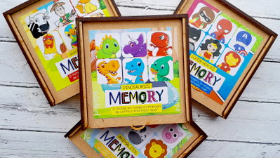 JUEGO DE MEMORIA  12 FICHAS - En caja de madera.