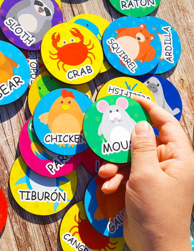 JUEGO DE MEMORIA BILINGUE: ANIMALITOS - Inglés/ castellano
