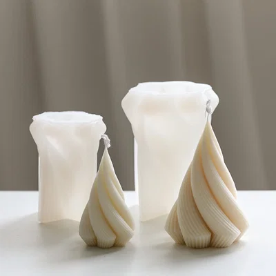 NAVIDAD MOLDE DE SILICONA PINO TWISTED O REMOLINO VELA YESO CEMENTO