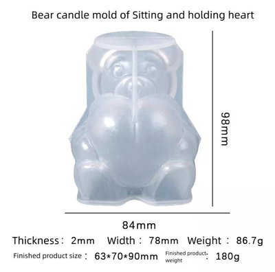 Molde de Silicona OSO CORAZON Sentado bm 2726 VELA YESO CEMENTO