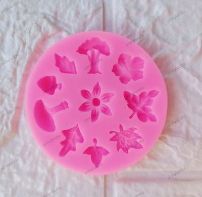 Molde Silicona Mini  hojas, hongos RESPOSTERIA DECORACION