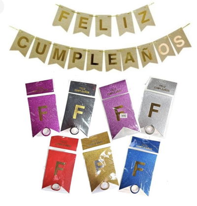 Banderín Feliz Cumpleaños Glitter 