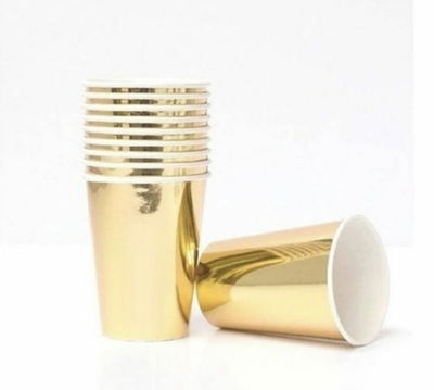 Vaso Laminado Dorando paquete 6 unidades  266 cc 