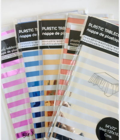 Manteles Metalizado de Plástico Rayas 