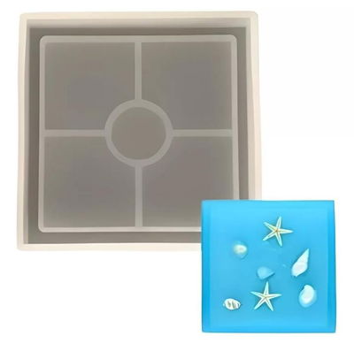 Molde de Silicona Apoya vaso / apoya vela cuadradro de 10cm 2459 YESO CEMENTO RESINA