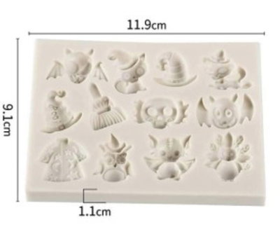 HALLOWEEN Molde Silicona 12 FIGURAS PORCELANA REPOSTERIA DECORACION 3212