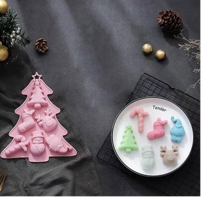NAVIDAD Molde de Silicona Figuras Pinito/ Reno/ Bota/ Muñeco/ Bastón/ Gñomo REPOSTERIA