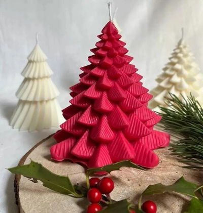 Pino Arbol Molde de Silicona Vela  Navideño  Chico  3d 