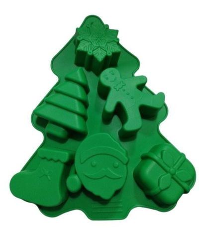 Molde de Silicona Navidad Pino / arbolito con 6 figuras REPOSTERIA DECORACION