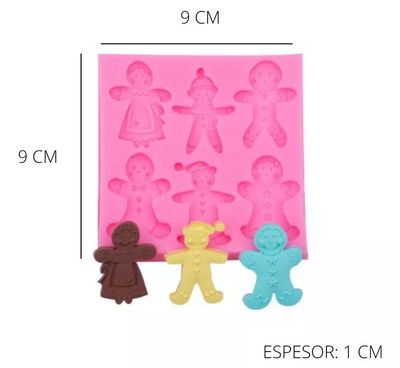 Molde de Silicona Muñeco de Jengibre x6