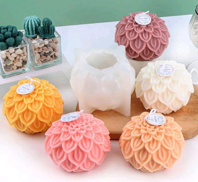 Molde de Silicona Flor de Loto Esfera j6 VELA YESO CEMENTO