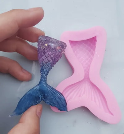 Molde de Silicona Cola de Sirena Pequeña REPOSTERIA DECORACION PORCELANA FRIA