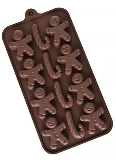 Molde Silicona de Muñeco Jengibre y Bastones REPOSTERIA VELA DECORACION