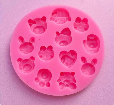 Molde de Silicona Miniaturas Caritas de Osos Conejos 
