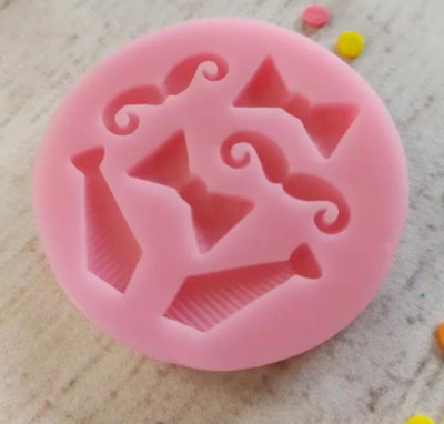 Molde de silicona  Bigote, Moño  y Corbata REPOSTERIA DECORACION