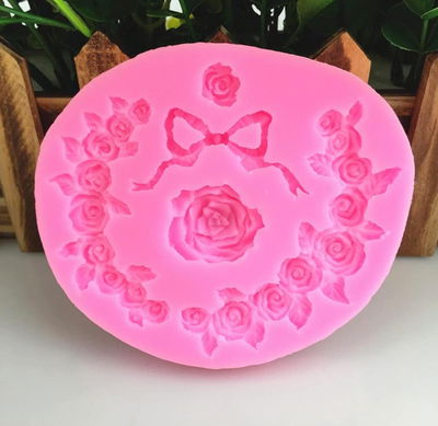 Molde de Silicona Rosas y Moño  REPOSTERIA DECORACION