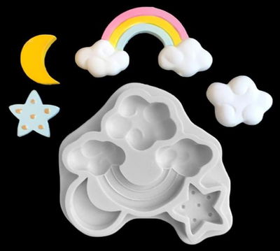 Molde de Silicona Aco Iris , Luna , Estrella  REPOSTERIA DECORACION 316