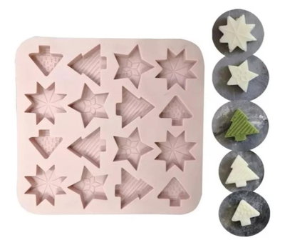 NAVIDAD Molde de Silicona Árbol, Estrellas  REPOSTERIA DECORACION VELA