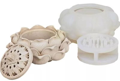 Molde de Silicona Flor LOTO PORTASAHUMERI0/ ESPIRAL 3503 VELA YESO CEMENTO