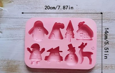 NAVIDAD Molde de Silicona Casita, Pingüino, Pino, Muñeco de nieve REPOSTERIA DECORACION