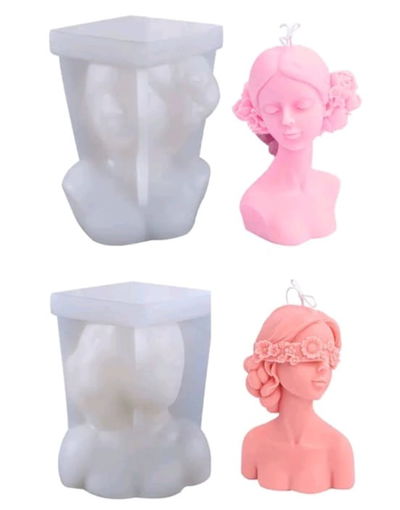 Molde de Silicona BUSTO MUJER 3D/ OJOS VENDADOS VELA YESO CEMENTO