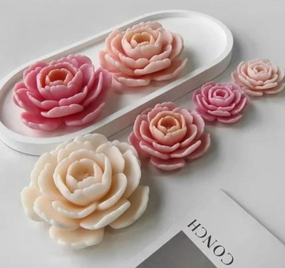 Molde de Silicona Flor Camelia VELA YESO CEMENTO
