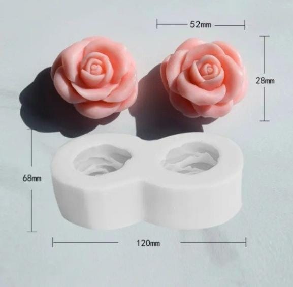 Molde de Silicona Flor Rosa x2 B7 VELA YESO CEMENTO