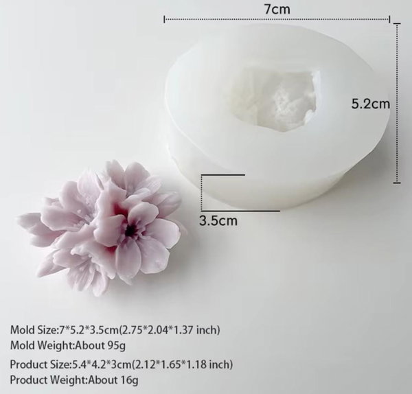 Molde de Silicona Flor Jazmín x 4 VELA YESO RESINA V7 25B8