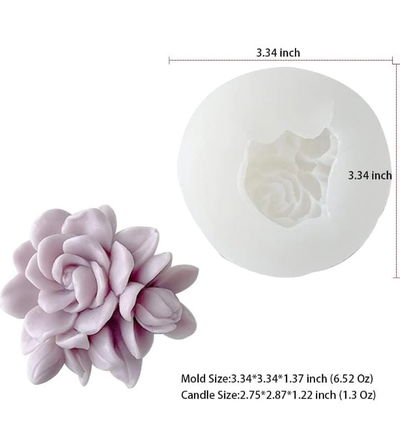 Molde de Silicona Rosa con Pimpollo  VELA YESO CEMENTO 011R7