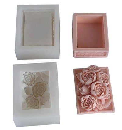 Molde de Silicona Cofre Rectangular Con Tapa de Flores H28