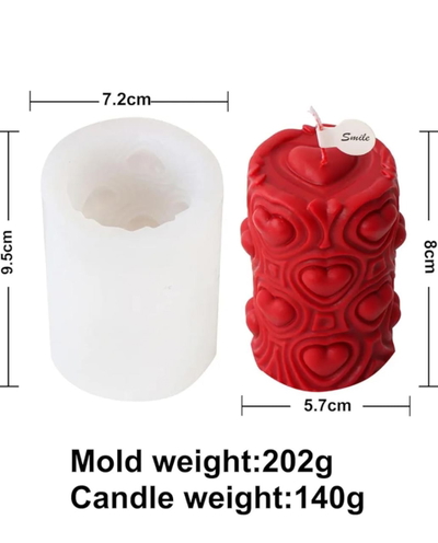Molde de Silicona Velón Cilindro Corazón 3451 VELA YESO CEMENTO