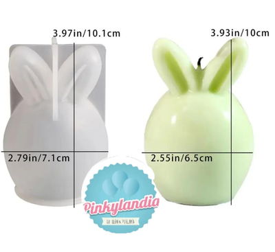 Molde de Silicona Conejo Orejas Paradas 🐇 (3729) VELA YESO CEMENTO