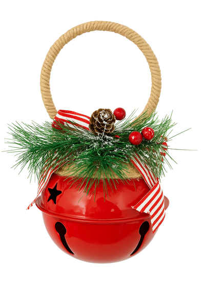 Navidad Cascabel Navideño Rojo con Detalles Naturales Y15-12