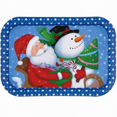 Navidad Bandeja Navideña Metálica  con Diseño