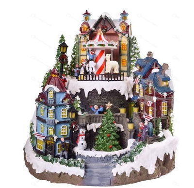 Navidad Villa Pueblo Pino Carrousel NAVIDAD DECORACION Y8.5