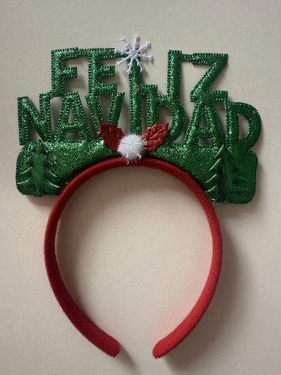 Navidad Vincha “Feliz Navidad” con brillo NAVIDAD COTILLON