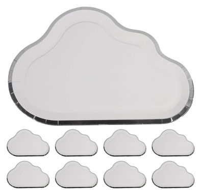 Cotillon Plato Nube blanca con Plata x8 COTILLON CUMPLEAÑOS DECORACION