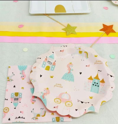 Cotillón Plato Pequeña Princesa Rosa x8  COTILLON DECORACIÓN CUMPLEAÑOS