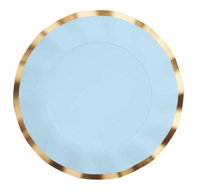 Cotillón Plato de Sitio Celeste Cielo Ondulado x8 COTILLON CUMPLEAÑOS DECORACION