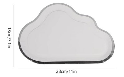 Cotillon Plato Nube blanca con Plata x8 COTILLON CUMPLEAÑOS DECORACION