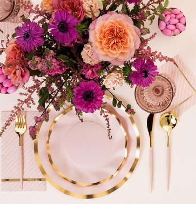 Cotillon Plato de Sitio Rosa Pastel  COTILLON DECORACION CUMPLEAÑOS