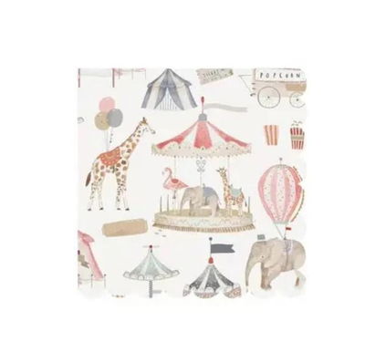 Cotillón Servilletas Circo Animales x 16 COTILLON CUMPLEAÑOS DECORACION