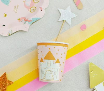 Cotillón Vasos Castillo de Pequeña PrincesaRosa x8 COTILLON CUMPLEAÑOS DECORACION