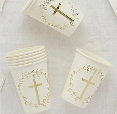 Cotillón Vaso Comunión Bautismo x8 BAUSTISMO COMUNION DECORACION